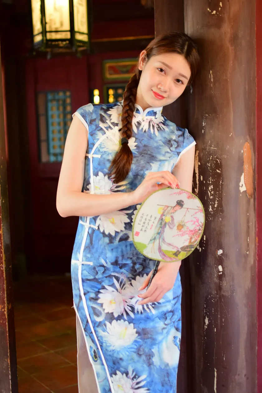 [Mzsock] NO.174 USD High-cut long cheongsam with white high heels and beautiful legs street photography#[105P]-77