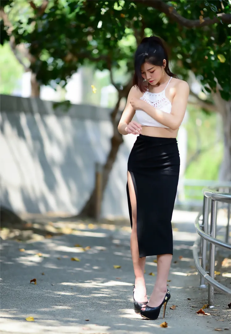 [Mzsock] NO.162 Sasha belly-baring high-cut long skirt with high heels and beautiful legs street photography#[105P]-47